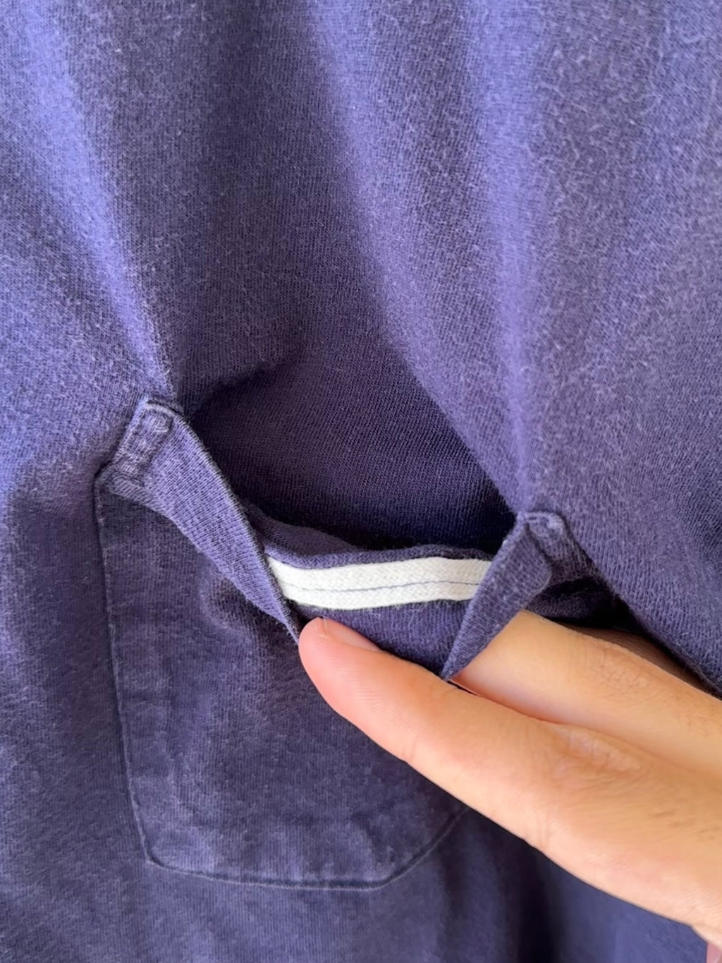 1990's Faded Navy Polo Ralph Lauren Selvedge Pocket Tee (L)