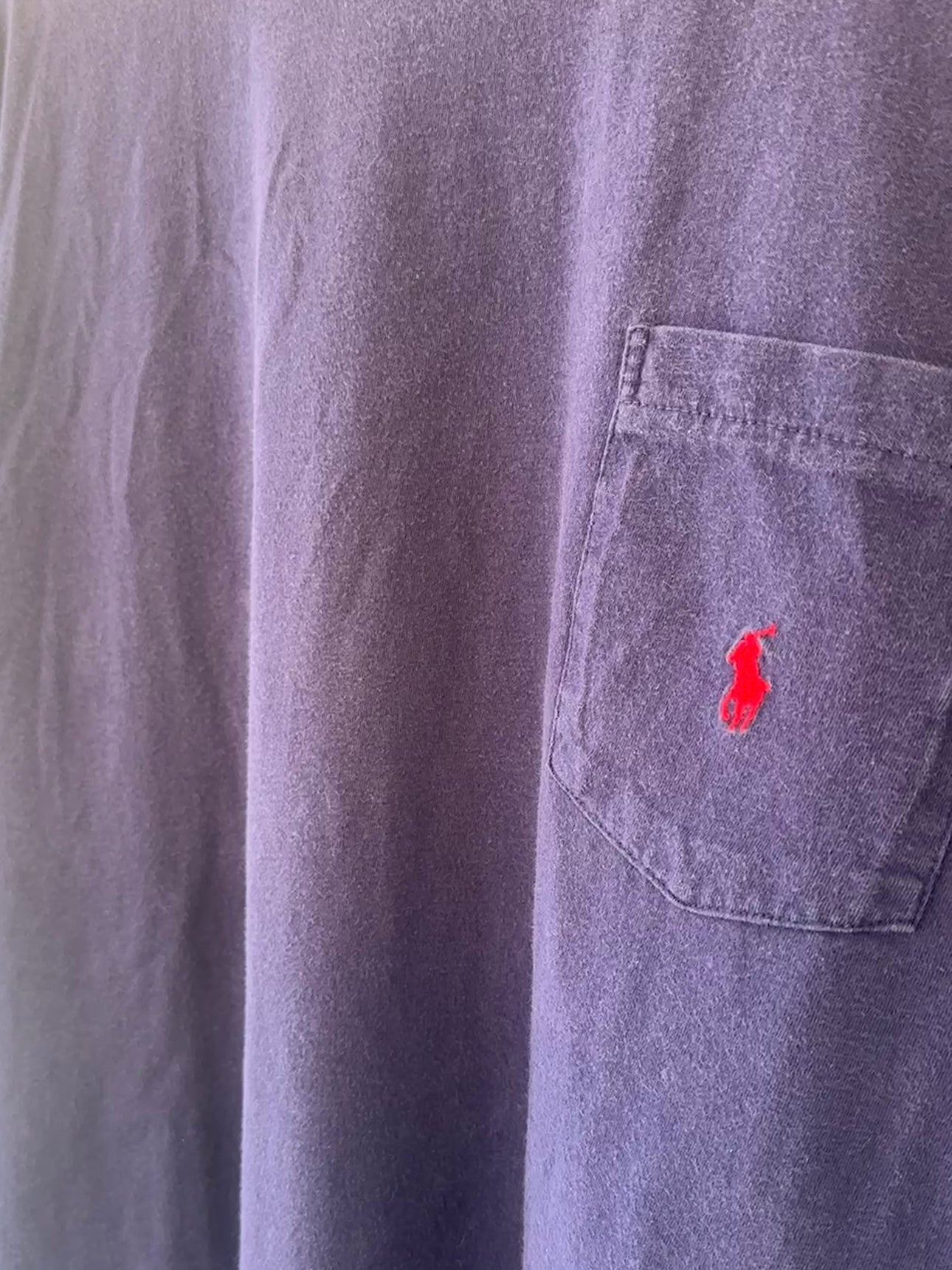 1990's Faded Navy Polo Ralph Lauren Selvedge Pocket Tee (L)