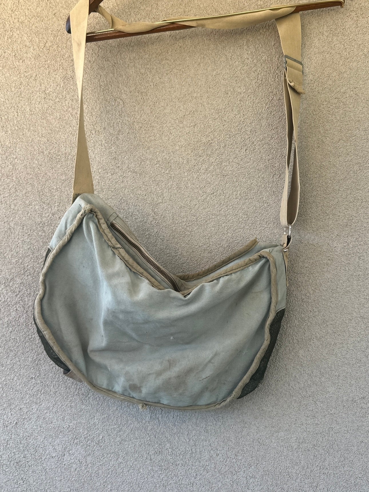 1940s/50's Faded Green Shoulder/Crossbody Utility Bag