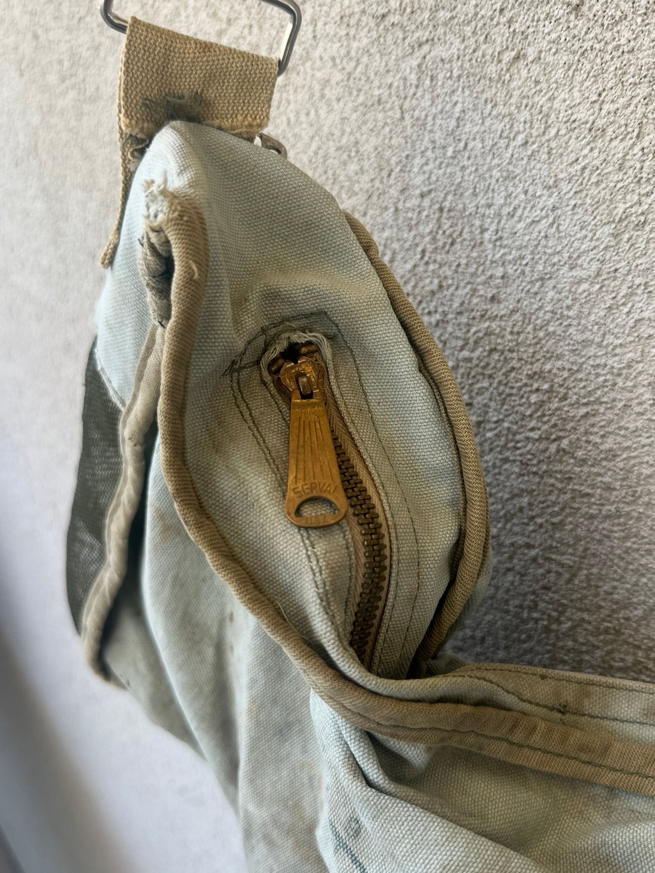 1940s/50's Faded Green Shoulder/Crossbody Utility Bag