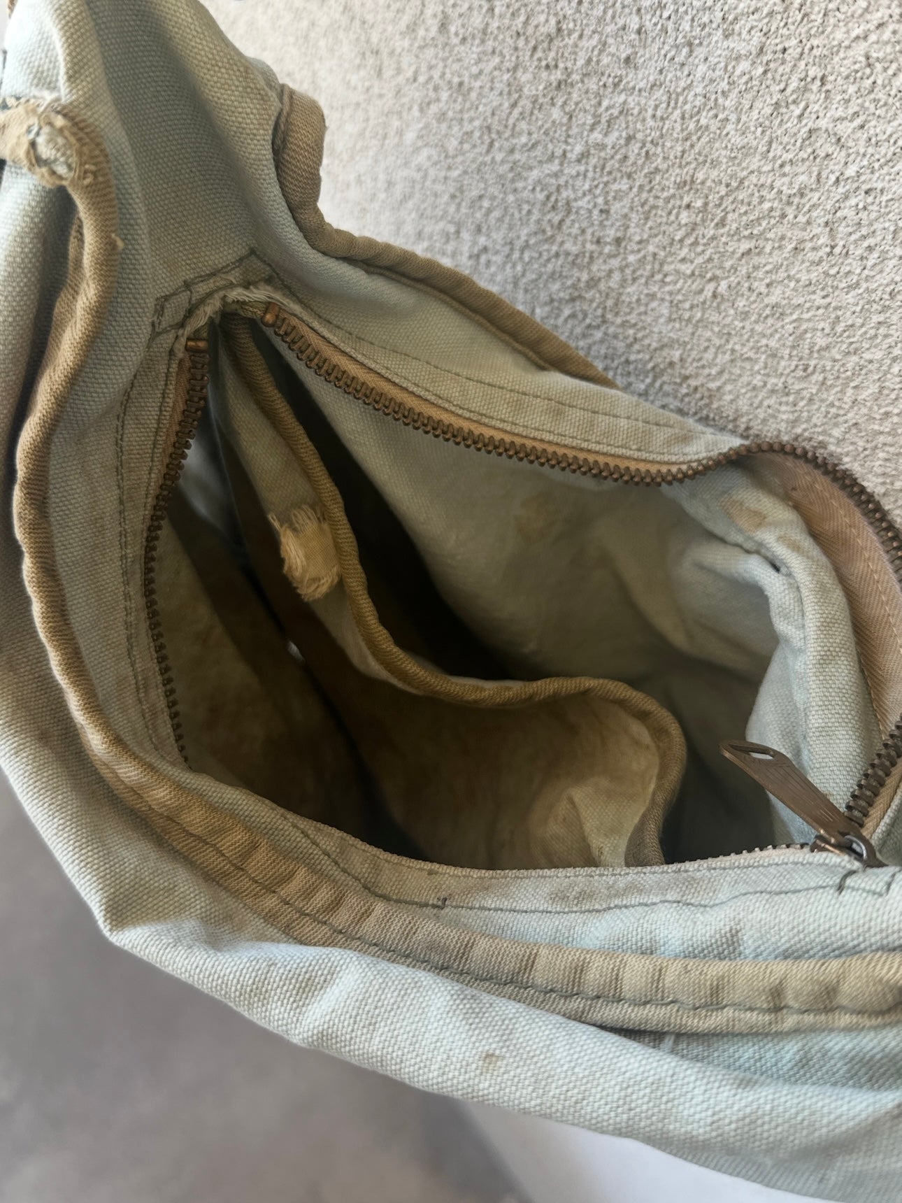 1940s/50's Faded Green Shoulder/Crossbody Utility Bag